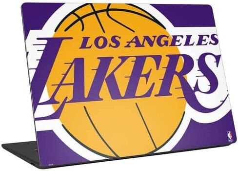 Skinit Laptop Decal Skin Compatible with Universal Laptop 14in (11.4 x 8.2in) - Officially Licensed NBA Los Angeles Lakers Large Logo Design in Saudi Arabia