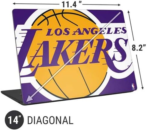 Skinit Laptop Decal Skin Compatible with Universal Laptop 14in (11.4 x 8.2in) - Officially Licensed NBA Los Angeles Lakers Large Logo Design in Saudi Arabia