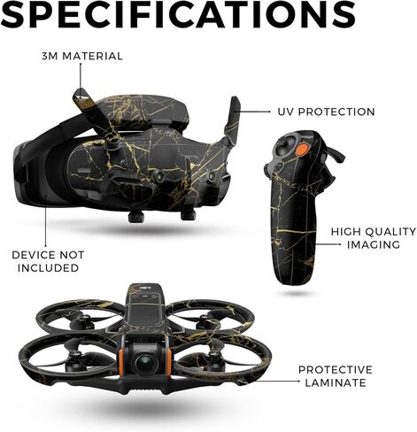 غلاف الطائرة بدون طيار متوافق مع حزمة DJI Avata 2 (2024) - رخام ذهبي أسود - غطاء لاصق واقٍ من الفينيل 3M ممتاز - سهل الاستخدام | صُنع في الولايات المتحدة الأمريكية بواسطة MightySkins in Kuwait