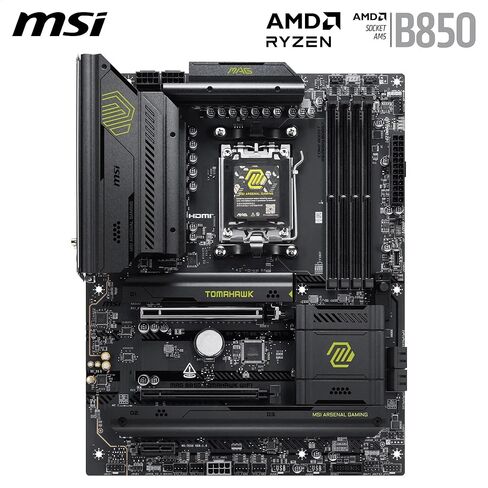 اللوحة الأم MSI MAG B850 Tomahawk WiFi، ATX - تدعم معالجات AMD Ryzen 9000/8000/7000، AM5-80A SPS VRM، DDR5 Memory Boost 8200+ MT/s (OC)، PCIe 5.0 x16، M.2 Gen5، Wi-Fi 7، 5G LAN in Kuwait