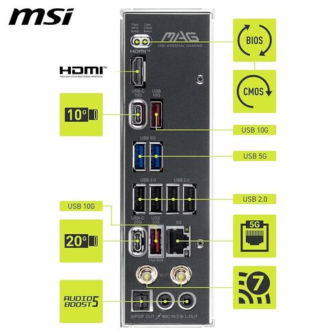اللوحة الأم MSI MAG B850 Tomahawk WiFi، ATX - تدعم معالجات AMD Ryzen 9000/8000/7000، AM5-80A SPS VRM، DDR5 Memory Boost 8200+ MT/s (OC)، PCIe 5.0 x16، M.2 Gen5، Wi-Fi 7، 5G LAN in Kuwait