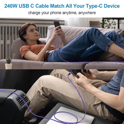 USB C to USB C Cable, [3-Pack, 10FT] 240W Fast Charging Type C Charger Cord, C to C Phone Charger Cable for iPhone 17 16 15 Pro Max, Samsung Galaxy S25 S24, Google Pixel 10 Pro, iPad Pro, MacBook Air in Kuwait