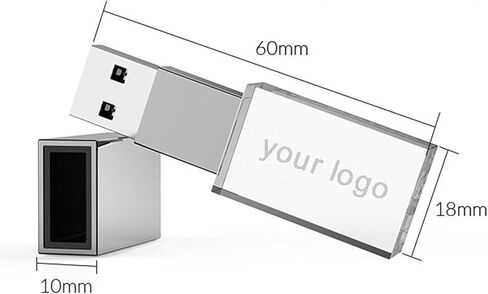 محرك فلاش USB كريستال شفاف مضيء مخصص مع محرك فلاش USB كريستال داخلي إبداعي (64 جيجابايت * 10 عبوات) in Kuwait