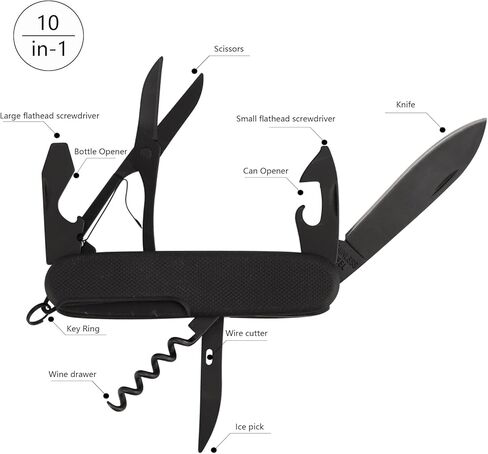 سكين جيب متعدد المهام 7 في 1، سكين متعدد المهام من الفولاذ المقاوم للصدأ مع مقص، فتاحة زجاجات، فتاحة علب، مفتاح، سكين، شفرة، سكين جيب متعدد الأدوات للتخييم في الهواء الطلق، صيد الأسماك، البقاء على قيد الحياة، المشي لمسافات طويلة in Kuwait