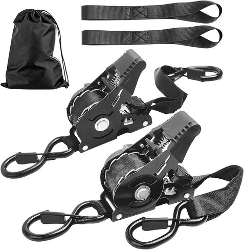 حزام Ratchet Retractable ثقيل 2 حزمة 10 قدم 1800 رطل قوة كسر الربط أسفل مع قفل السلامة S وربط حلقة ناعمة لأسفل. in Saudi Arabia