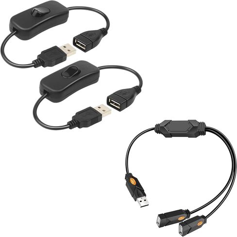 ELECTOP 2 Pack Male to Female USB Cable with On/Off Switch, USB Extension Inline Rocker Switch for Driving Recorder, LED Desk Lamp, USB Fan, LED Strips in Saudi Arabia