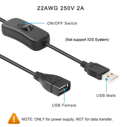 ELECTOP 2 Pack Male to Female USB Cable with On/Off Switch, USB Extension Inline Rocker Switch for Driving Recorder, LED Desk Lamp, USB Fan, LED Strips in Saudi Arabia