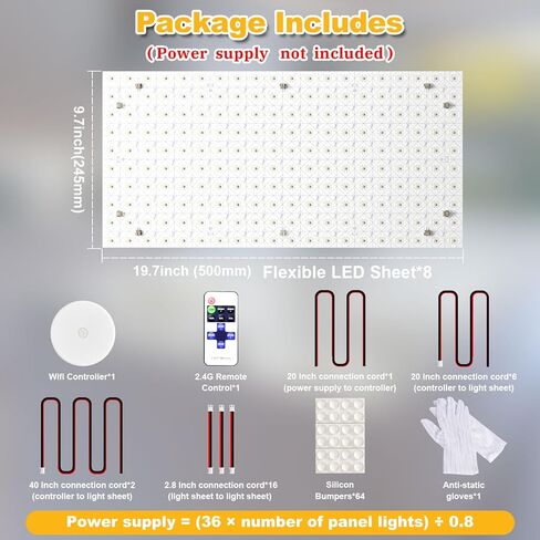 Lichaser 4 Pack LED ورقة الإضاءة الخلفية البيضاء 6000K 24V 36W ، ورقة LED قابلة للضايق متوافقة مع Alexa ، مرنة الإضاءة الخلفية عن بُعد والتحكم in Kuwait