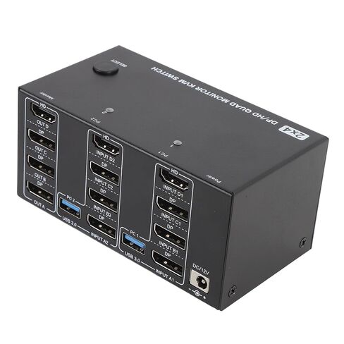 محول GOWENIC KVM، 4 شاشات 2 أجهزة كمبيوتر DisplayPort 8K 60 هرتز 4K 144 هرتز مع 4 منافذ USB 3.0، لأجهزة الكمبيوتر OS X OS Unix (الولايات المتحدة) in Saudi Arabia