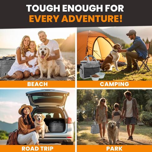 Black Dog Travel Bag for Supplies - Includes Travel Bag, Travel Dog Bowls, Food Storage - Airline Approved Dog Bags for Traveling - Dog Travel Accessories for Camping, Beach in Kuwait