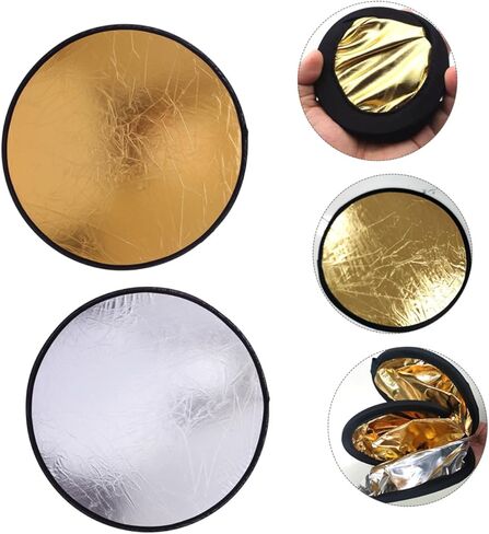 2pcs 30cm 2-in-1 Portable Photography Reflector Silver Gold Mini Foldable Photo Light Reflector for Studio and Outdoor Portrait Lighting in Saudi Arabia