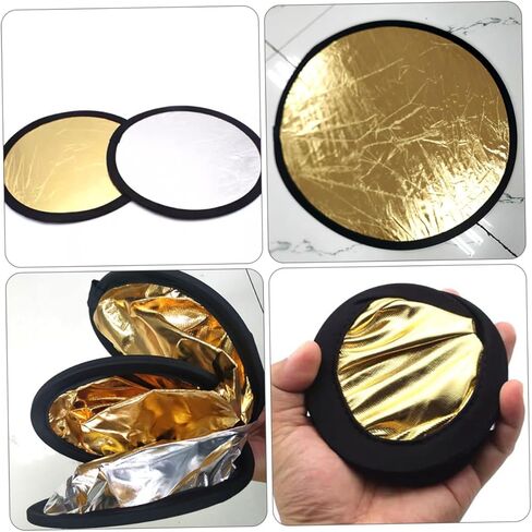 2pcs 30cm 2-in-1 Portable Photography Reflector Silver Gold Mini Foldable Photo Light Reflector for Studio and Outdoor Portrait Lighting in Saudi Arabia