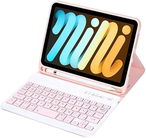 حافظة لوحة المفاتيح الذكية Binguowang لجهاز iPad mini 7th (A17 Pro) 2024 / iPad mini 6th 8.3 بوصة [تدعم 3 أنظمة] مع غطاء لوحة مفاتيح لاسلكية قابل للفصل مغناطيسيًا مع حامل أقلام (وردي) in Kuwait