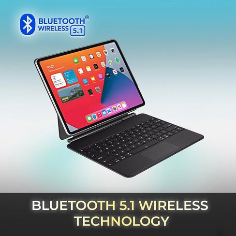 حافظة لوحة مفاتيح بلوتوث Adesso WKB-7020 لجهاز iPad Pro 12.9 بوصة (الجيل الثالث والرابع والخامس والسادس) وiPad Air 13 بوصة (M2/M3)، تصميم ألومنيوم نحيف للغاية مع غطاء مغناطيسي، ومفاتيح تبديل مقصية in Kuwait