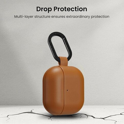 ORNARTO Compatible with AirPods 4 Case, Full Protective Vegan Leather Cover for AirPods 4th Generation (2024), Front LED Visible, Caramel Brown in Saudi Arabia