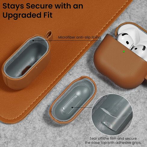 ORNARTO Compatible with AirPods 4 Case, Full Protective Vegan Leather Cover for AirPods 4th Generation (2024), Front LED Visible, Caramel Brown in Saudi Arabia
