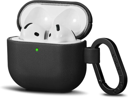 ORNARTO متوافق مع حافظة AirPods 4، غطاء جلد نباتي واقي بالكامل لجهاز AirPods الجيل الرابع (2024)، شاشة LED أمامية مرئية، بني كراميل in Kuwait