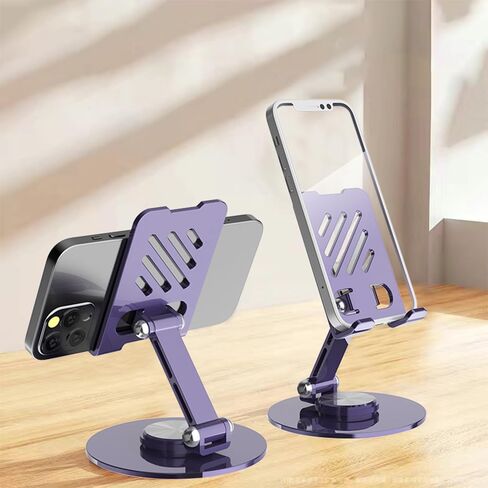 360°Rotating Phone Holder for Desk, Folding Cell Phone Stand, Fully Adjustable Phone Holder for Desk, for All Mobile Phones, iPhone, iPad, Nintendo Switch (Metal Purple) in Saudi Arabia