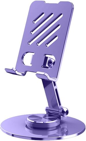 360°Rotating Phone Holder for Desk, Folding Cell Phone Stand, Fully Adjustable Phone Holder for Desk, for All Mobile Phones, iPhone, iPad, Nintendo Switch (Metal Purple) in Saudi Arabia