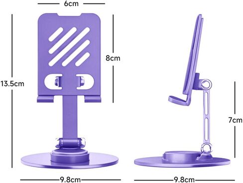 360°Rotating Phone Holder for Desk, Folding Cell Phone Stand, Fully Adjustable Phone Holder for Desk, for All Mobile Phones, iPhone, iPad, Nintendo Switch (Metal Purple) in Saudi Arabia