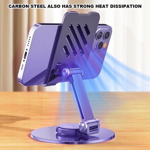 360°Rotating Phone Holder for Desk, Folding Cell Phone Stand, Fully Adjustable Phone Holder for Desk, for All Mobile Phones, iPhone, iPad, Nintendo Switch (Metal Purple) in Saudi Arabia