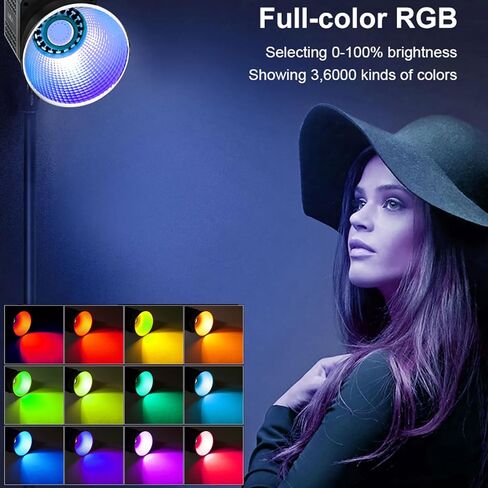 Yoidesu 40W RGB LED Video Light، مصباح تصوير COB محمول مع درجة حرارة لون قابلة للتعديل، فيديو بطارية 3400 مللي أمبير في الساعة لمدونة الفيديو والبث المباشر واستوديو الصور in Saudi Arabia