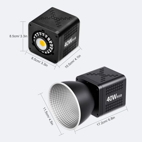Yoidesu 40W RGB LED Video Light، مصباح تصوير COB محمول مع درجة حرارة لون قابلة للتعديل، فيديو بطارية 3400 مللي أمبير في الساعة لمدونة الفيديو والبث المباشر واستوديو الصور in Saudi Arabia