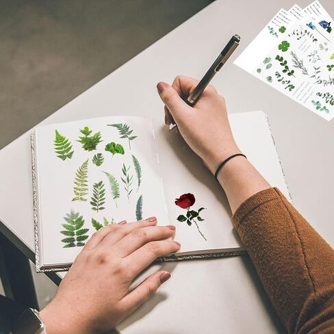 160 Piece Flower Scrapbooking Stickers Transparent Plants Flower Stickers Vintage for DIY Scrapbook Photo Album Collection Laptop Planner in Saudi Arabia