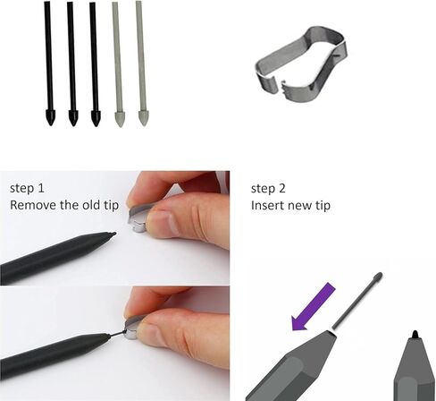علامة التبويب S9 | قلم Tab S10 S [مع بلوتوث] بديل لجهاز Samsung Galaxy Tab S9، S9+، S9 Ultra، S10+، S10 Ultra Stylus Pen التحكم باللمس مع 5 * أطراف/أطراف (أسود) in Kuwait
