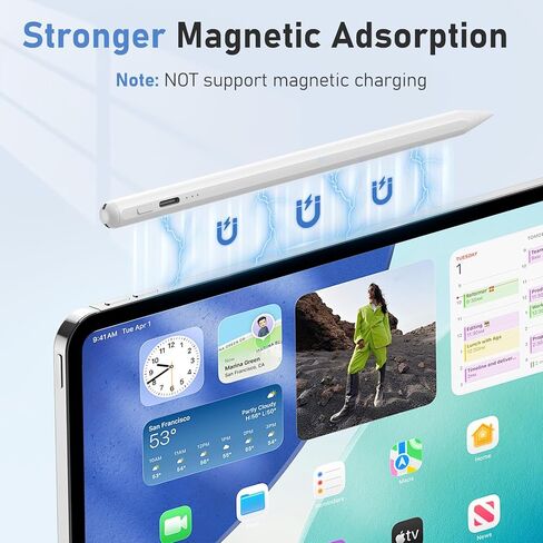 قلم ستايلس لقلم Ipad الجيل 9/10، شحن سريع، حساسية للإمالة، حبل مضاد للضياع، قلم Apple Ipad لجهاز iPad 10/9/8/7/6th، iPad Air 3rd/4th/5th، iPad mini 5/6th iPad Pro 11 بوصة/12.9 بوصة M4 in Kuwait