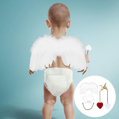 Zerodeko Cute Baby Cupid Wing Headband Angel Wings Baby Photo Prop Set Fashionable and Adorable Accessory in Saudi Arabia