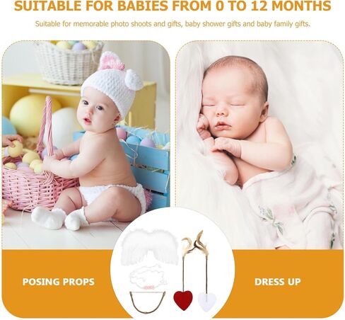 Zerodeko Cute Baby Cupid Wing Headband Angel Wings Baby Photo Prop Set Fashionable and Adorable Accessory in Saudi Arabia