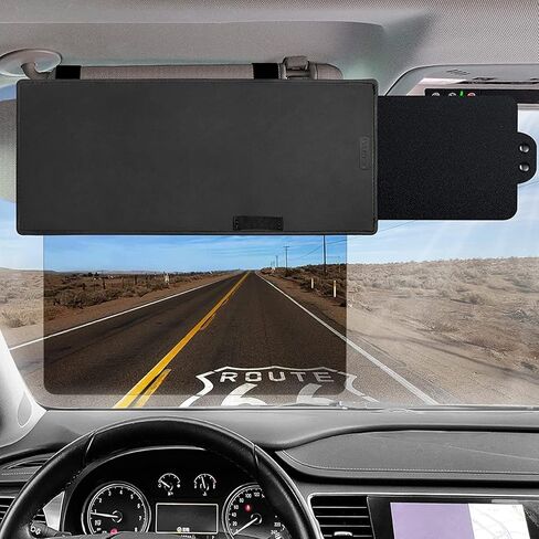 Veharvim Sun Visor Extender for Car with 2 Side Sunshade, Polarized UV400 Visor Extender Attachment for Car Visor with PC Lens,Anti-Glare for Safe Driving in Saudi Arabia