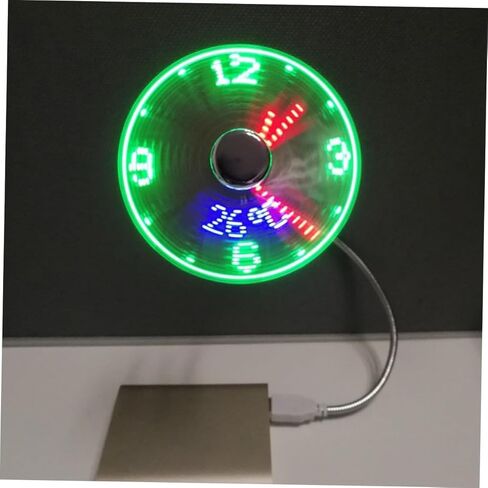 مروحة ساعة VANZACK USB مع شاشة LED، مروحة معقوفة صغيرة تعمل بالطاقة USB للكمبيوتر المحمول، وقت وامض محمول مناسب للمكتب والسفر in Kuwait