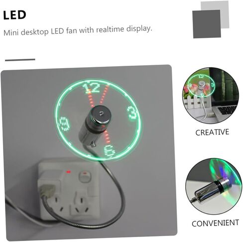 مروحة ساعة VANZACK USB مع شاشة LED، مروحة معقوفة صغيرة تعمل بالطاقة USB للكمبيوتر المحمول، وقت وامض محمول مناسب للمكتب والسفر in Kuwait