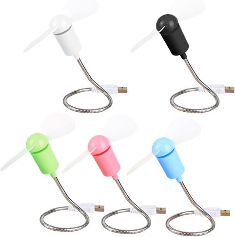 BESPORTBLE 5pcs USB Mini Fans Flexible Quiet Small Desk Cooling Fans for Laptop Computer, Portable Adjustable Airflow USB Cooling Gadget Set for Office Home Random Color in Saudi Arabia