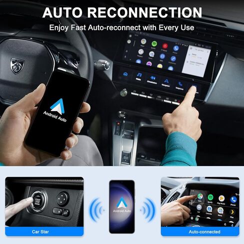 محول Android Auto اللاسلكي لسيارات Android Auto السلكية يتحول من سلك إلى لاسلكي - سهولة الإعداد والتوصيل والتشغيل، اتصال سلس مستقر وسريع in Kuwait