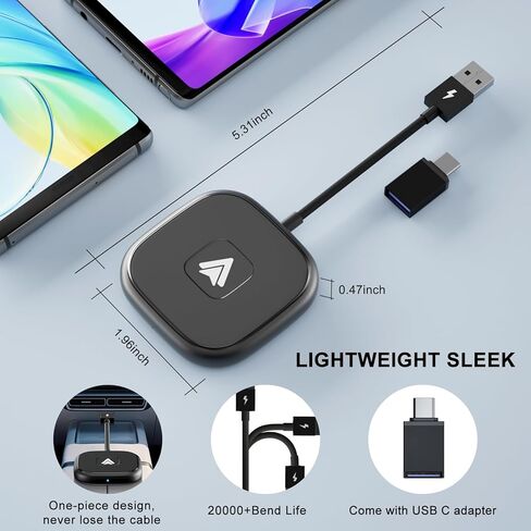 محول Android Auto اللاسلكي لسيارات Android Auto السلكية يتحول من سلك إلى لاسلكي - سهولة الإعداد والتوصيل والتشغيل، اتصال سلس مستقر وسريع in Kuwait