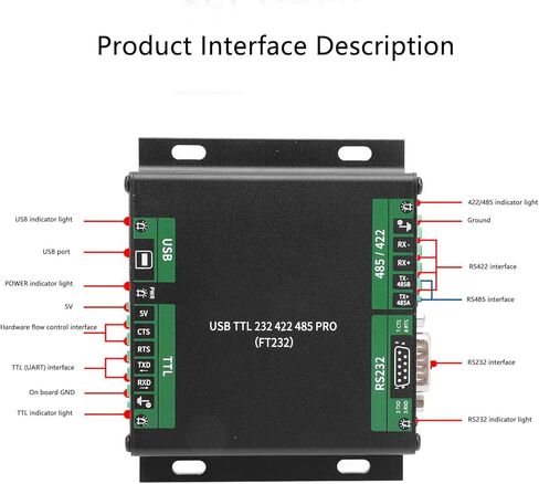 محول USB إلى RS232 485 422 TTL، شريحة IndustrialFT232RL مع عزل إشارة الطاقة ودوائر TVS، لنقل البيانات متعدد البروتوكولات بين USB TTL RS232 RS422 RS485 in Kuwait