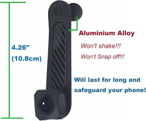 Aluminium 17mm/0.67" Ball Mount Extension Arm, Solid 17mm Vent Clip Ball Extender Female to Male for Car Vent Solid Phone Holder - Metal Made (4.26" Long) in Saudi Arabia