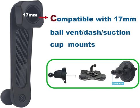 Aluminium 17mm/0.67" Ball Mount Extension Arm, Solid 17mm Vent Clip Ball Extender Female to Male for Car Vent Solid Phone Holder - Metal Made (4.26" Long) in Saudi Arabia