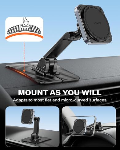 APPS2Car Magnetic Phone Holder for Car, 360° Adjustable Car Cell Phone Holder Mount with Large Adhesive Base, Fits Flat & Curved Dashboards, Compatible with Magsafe iPhone, Samsung, Smartphones in Saudi Arabia