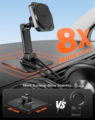 APPS2Car Magnetic Phone Holder for Car, 360° Adjustable Car Cell Phone Holder Mount with Large Adhesive Base, Fits Flat & Curved Dashboards, Compatible with Magsafe iPhone, Samsung, Smartphones in Saudi Arabia