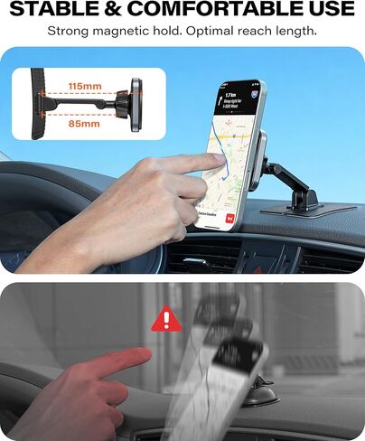 APPS2Car Magnetic Phone Holder for Car, 360° Adjustable Car Cell Phone Holder Mount with Large Adhesive Base, Fits Flat & Curved Dashboards, Compatible with Magsafe iPhone, Samsung, Smartphones in Saudi Arabia