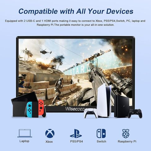 شاشة لمس محمولة 7 بوصة IPS 1080P 1920x1080 120 هرتز شاشة LCD صغيرة شاشة ثانية USB C HDMI رفيعة للغاية لـ Raspberry Pi 5/4 Switch PS5 Xbox Laptop PC in Kuwait