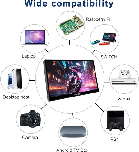 شاشة لمس محمولة 7 بوصة IPS 1080P 1920x1080 120 هرتز شاشة LCD صغيرة شاشة ثانية USB C HDMI رفيعة للغاية لـ Raspberry Pi 5/4 Switch PS5 Xbox Laptop PC in Kuwait