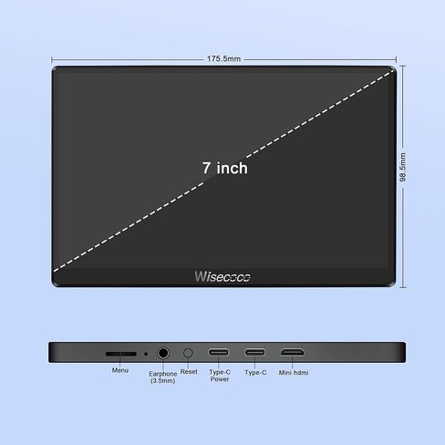 شاشة لمس محمولة 7 بوصة IPS 1080P 1920x1080 120 هرتز شاشة LCD صغيرة شاشة ثانية USB C HDMI رفيعة للغاية لـ Raspberry Pi 5/4 Switch PS5 Xbox Laptop PC in Kuwait