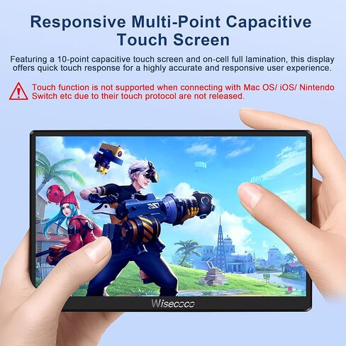 شاشة لمس محمولة 7 بوصة IPS 1080P 1920x1080 120 هرتز شاشة LCD صغيرة شاشة ثانية USB C HDMI رفيعة للغاية لـ Raspberry Pi 5/4 Switch PS5 Xbox Laptop PC in Kuwait