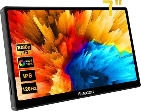 شاشة لمس محمولة 7 بوصة IPS 1080P 1920x1080 120 هرتز شاشة LCD صغيرة شاشة ثانية USB C HDMI رفيعة للغاية لـ Raspberry Pi 5/4 Switch PS5 Xbox Laptop PC in Kuwait