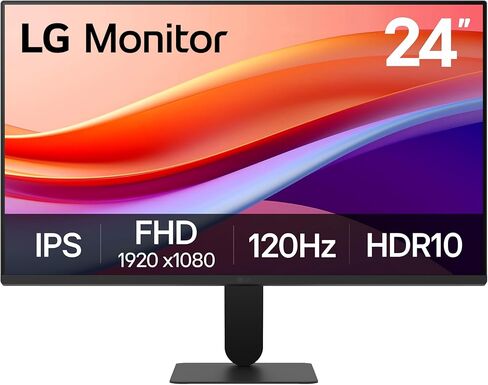 LG 24U411A-B شاشة كمبيوتر 24 بوصة عالية الدقة (1920 × 1080) IPS، 120 هرتز، HDR10، وضع القارئ، آمن للوميض، HDMI، قاعدة حامل نحيفة، أسود (متجدد) in Kuwait